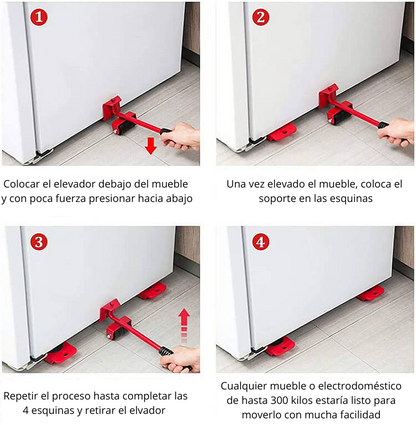 LiftMax - Elevador de muebles + 4 Rodillos GRATIS