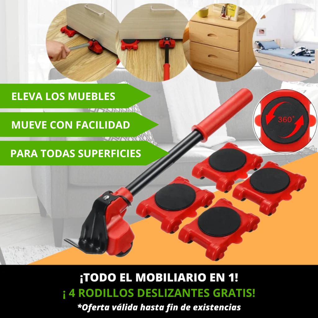 LiftMax - Elevador de muebles + 4 Rodillos GRATIS